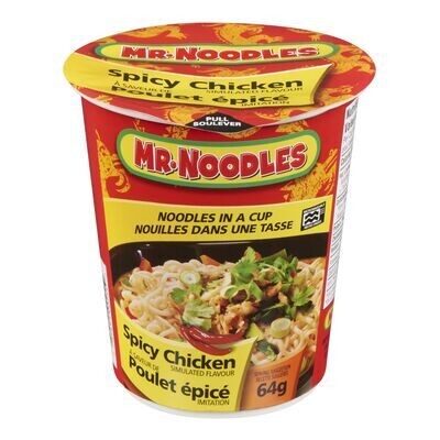 MR. NOODLES Tasse de nouilles instantanées à saveur de poulet épicé 64 g