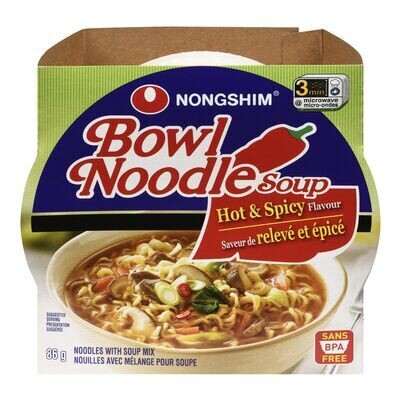 NONGSHIM Soupe de nouilles instantanées à saveur relevée et épicée, Bowl Noodle Soup 86 g