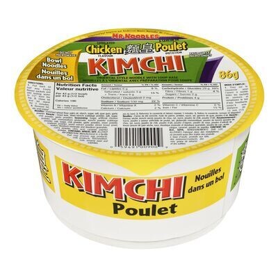 MR. NOODLES Nouilles au goût de poulet dans un bol, Kimchi 86 g