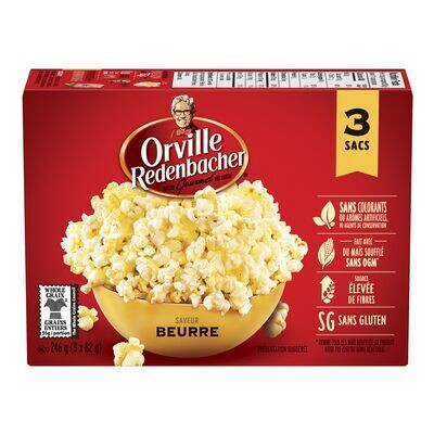 ORVILLE REDENBACHER Maïs à éclater à saveur de beurre, Gourmet 246 g