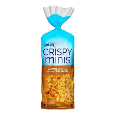 QUAKER Galettes de riz brun à saveur de maïs au caramel, Crispy Minis 186 g