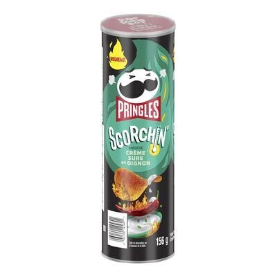 PRINGLES Croustilles à saveur de crème sûre et oignon. Scorchin 156 g