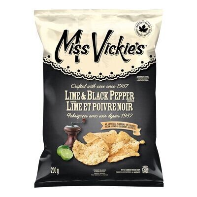 MISS VICKIE&#39;S Croustilles cuites à la marmite à la lime et au poivre noir 200 g