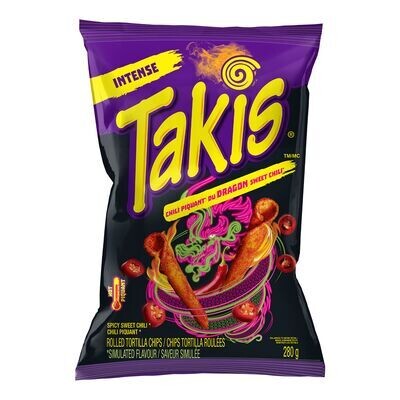 TAKIS Croustilles tortilla roulées à saveur de chili piquant du dragon 280 g