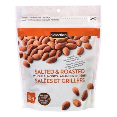 SELECTION Amandes entières salées et grillées 225 g