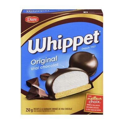DARE Biscuits à la guimauve enrobés de chocolat, Whippet 250 g