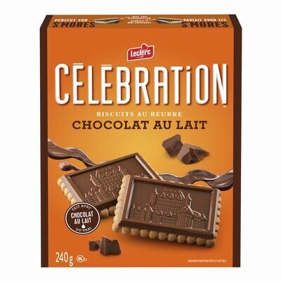 LECLERC Biscuits au beurre avec du chocolat au lait, Célébration 240 g
