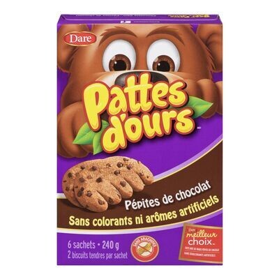 DARE Biscuits tendres aux pépites de chocolat, Pattes d&#39;ours 240 g