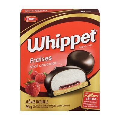 DARE Biscuits à la guimauve et fraises enrobés de chocolat, Whippet 250 g