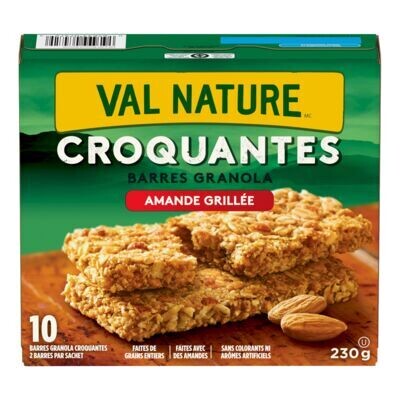 VAL NATURE Barres granola croquantes aux amandes grillées, Croquantes 10 barres
