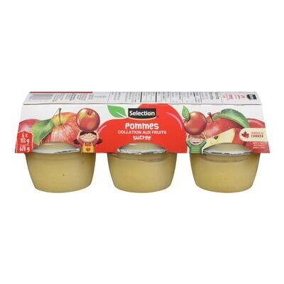 SELECTION Collations de compotes de pommes sucrées 6x113 g