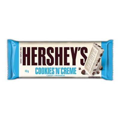 HERSHEY&#39;S Barre de chocolat biscuit et crème 43 g