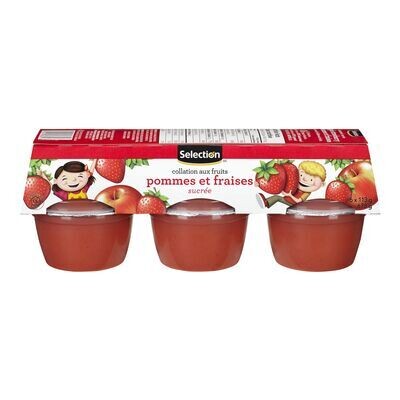 SELECTION Collations de compotes aux pommes et fraises sucrées 6x113 g