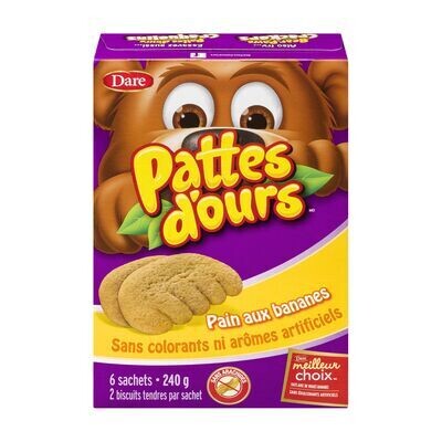 DARE Biscuits tendres au pain aux bananes, Pattes d&#39;ours 240 g