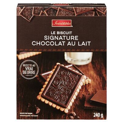 IRRESISTIBLES Biscuits tout beurre recouverts de chocolat au lait, Signature 240 g