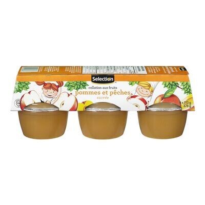 SELECTION Collations de compotes sucrées aux pommes et aux pêches 6x113 g