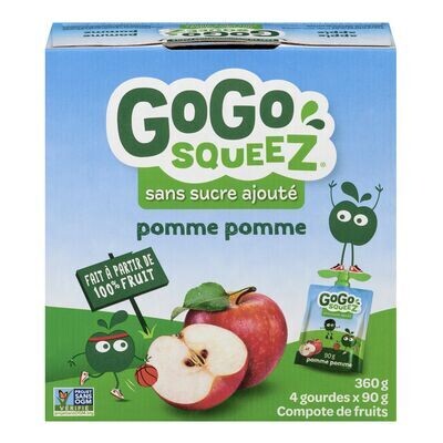 GOGO SQUEEZ Sachet de compote de pomme 4x90 g