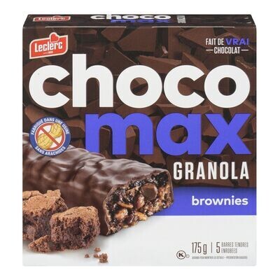 LECLERC Barres tendres brownies enrobées de chocolat, Choco Max 175 g