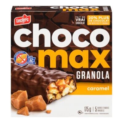 LECLERC Barres tendres au caramel enrobées de chocolat, Choco Max 175 g