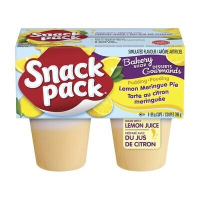 SNACK PACK Coupes de pouding à saveur de tarte au citron meringuée, Desserts Gourmands 4x99 g