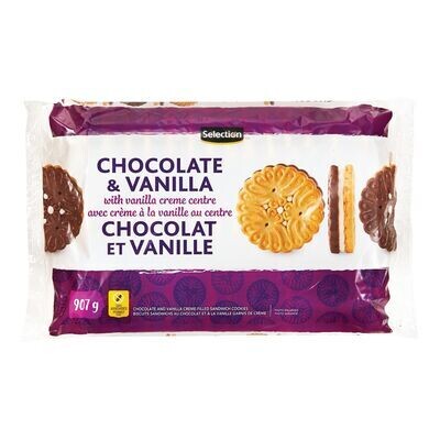 SELECTION Biscuits sandwichs au chocolat et à la vanille garnis de crème à la vanille 907 g