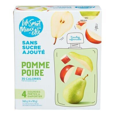 MIEUX-ÊTRE Pochettes de compote de pommes et poires 4x90 g