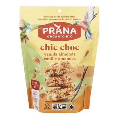 PRANA Bouchées croquantes biologiques à saveur de vanille et amandes, Chic Choc 125 g