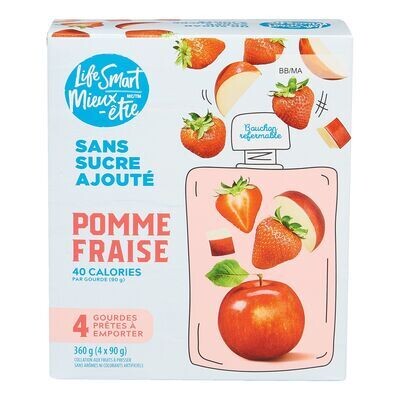 MIEUX-ÊTRE Pochettes de compote de pommes et fraises 4x90 g