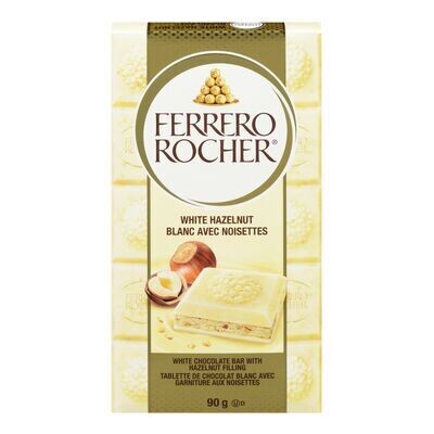 FERRERO Barre de chocolat blanc à saveur de noisette, Rocher 90 g