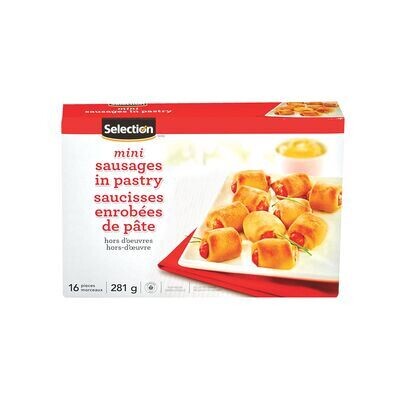 SELECTION Mini saucisses enrobées de pâte surgelées 16 morceaux, 281 g