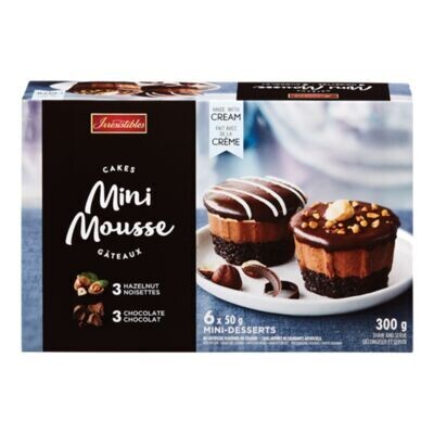 IRRESISTIBLES Mini mousses aux noisettes et au chocolat surgelées, Mini mousse 6 un - 300 g