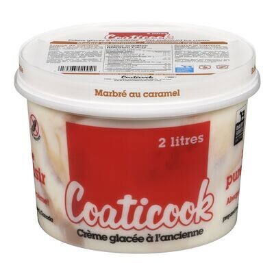 COATICOOK Crème glacée à l&#39;ancienne marbrée à saveur de caramel écossais 2 L