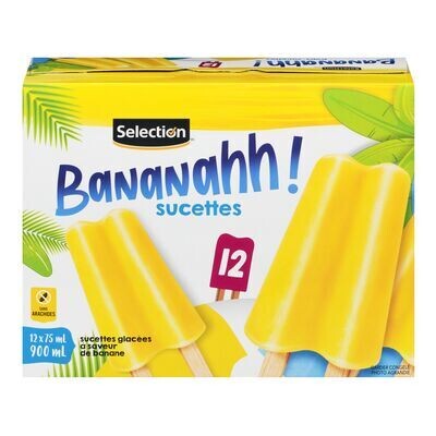 SELECTION Sucettes glacées à saveur de banane, Bananahh ! 12x75 mL