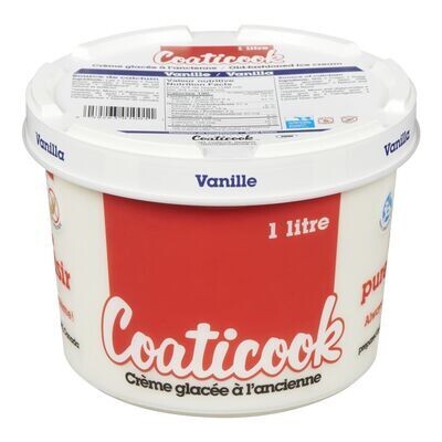 COATICOOK Crème glacée à l&#39;ancienne à saveur de vanille 1 L