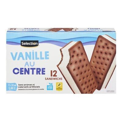 SELECTION Sandwichs à la crème glacée à la vanille 12x120 mL SELECTION Sandwichs à la crème glacée à la vanille 12x120 mL