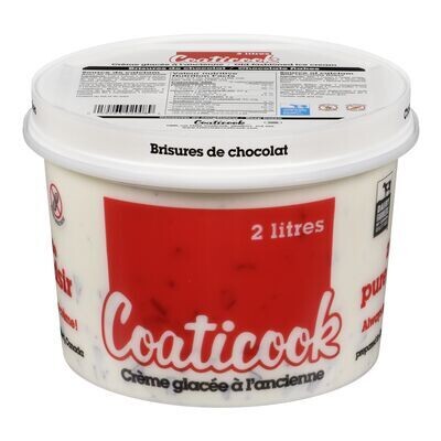 COATICOOK Crème glacée à l&#39;ancienne aux morceaux de chocolat 2 L