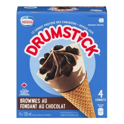 DRUMSTICK Cornets de dessert au brownies au fondant au chocolat 4x130 mL