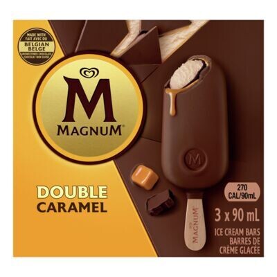 MAGNUM Barres de crème glacée à saveur de double caramel enrobées de chocolat 3x90 mL