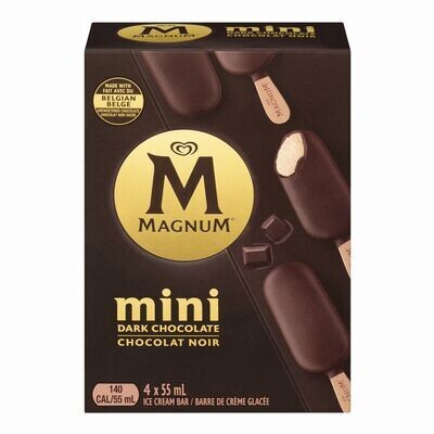 MAGNUM Barres de crème glacée mini au chocolat noir fait de 60 % de cacao 4x55 mL
