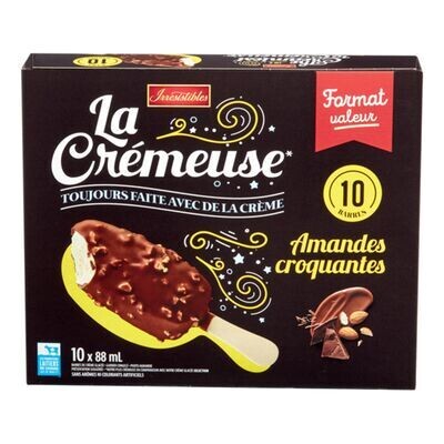 IRRESISTIBLES Barres de crème glacée à la vanille enrobées de chocolat et d&#39;amandes 10x88 mL