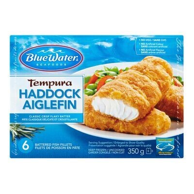 BLUEWATER SEAFOODS Filets d&#39;aiglefin en pâte tempura surgelés 350 g