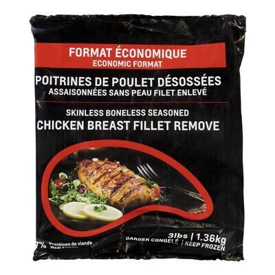 Poitrines de poulet désossées surgelées 1.36 kg