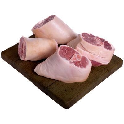 Jarrets de porc surgelés, 2 jarrets par barquette 1 kilo  8.80$/kg 3.99$/lb