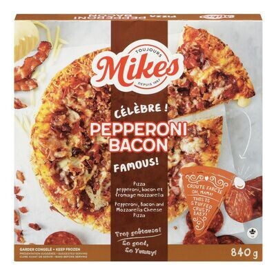 MIKES Pizza surgelée aux pepperoni et aux bacon avec croûte farcie 840 g