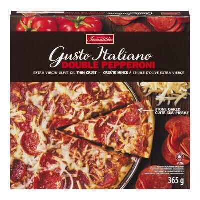 IRRESISTIBLES Pizza double pepperoni à croûte mince surgelée, Gusto Italiano 365 g