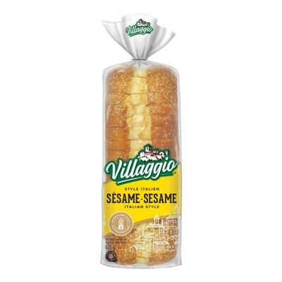 VILLAGGIO Pain blanc tranché épais avec graines de sésame, Style italien 675 g