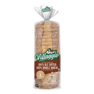 VILLAGGIO Pain de blé entier tranché épais, Style italien 675 g