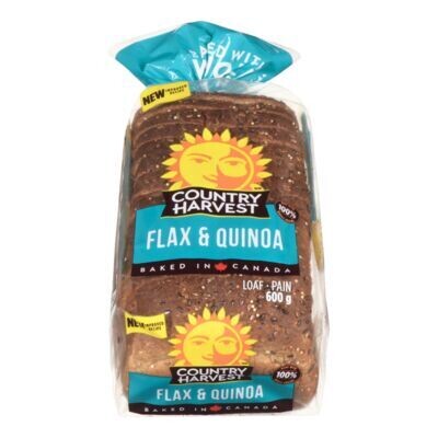 COUNTRY HARVEST Pain de lin et quinoa avec grains entiers à 100% 600 g