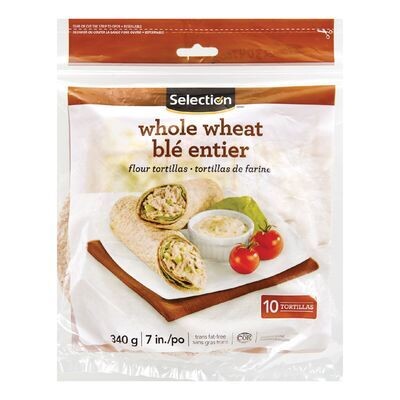 SELECTION Tortillas de blé entier de 7&quot; 10 un