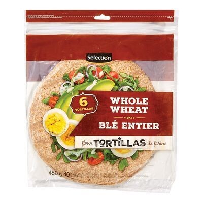 SELECTION Tortillas de blé entier de 10&quot; 6 un